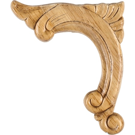 Hardware Resources 3-3/4 Wx5/16Dx4-1/2H Left Pressed Rubberwood Acanthus Corner Applique PAPL-12-LRW
